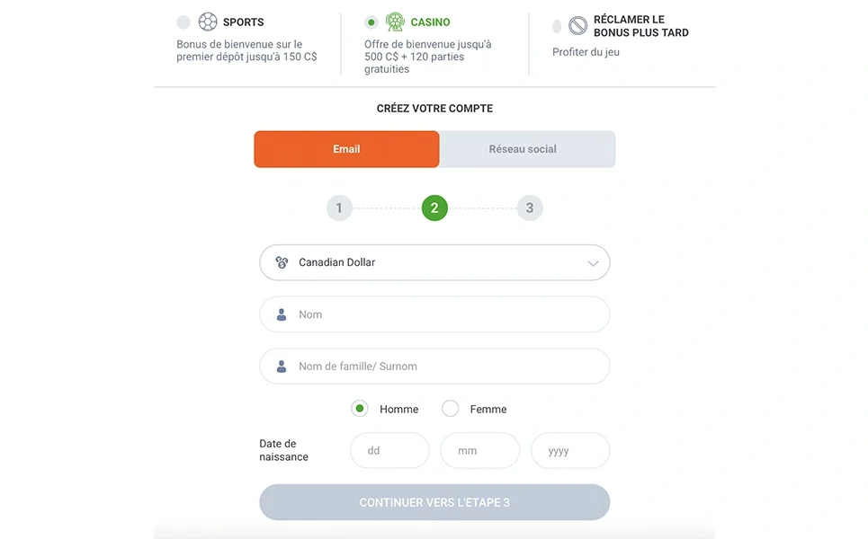 Saisissez vos renseignements personnels.